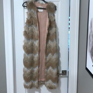 Faux fur long vest